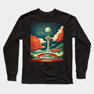 Brasilia Starry Night Brazil Vintage Tourism Travel Poster Long Sleeve T-Shirt